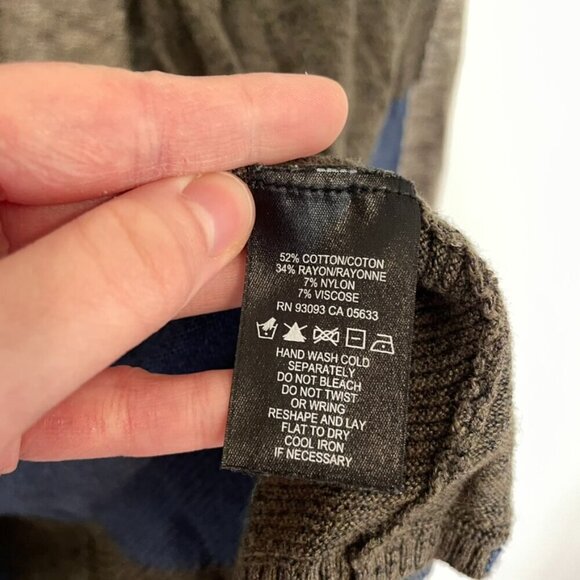 NIC+ZOE Tan Brown ish Blue Colorblock Geo Geometric Open Cardigan PETITE PP / XS - Picture 12 of 15